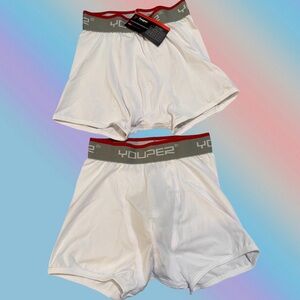 LEGGINGS YOUPER Youth boys white 2 boxers briefs shorts size small NWT Tag ..